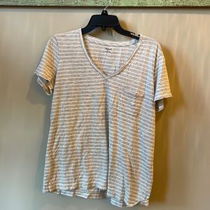 Madewell Whisper cotton v neck pocket tee in Albury Stripe, L